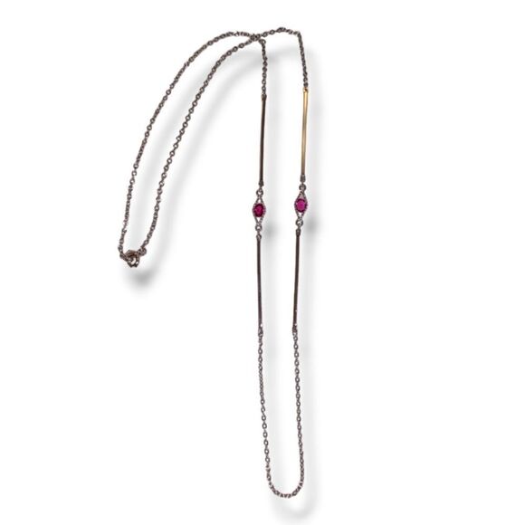 Sarah Coventry Station Pink Accents Long Silver-tone Elegant Necklace - Picture 1 of 16